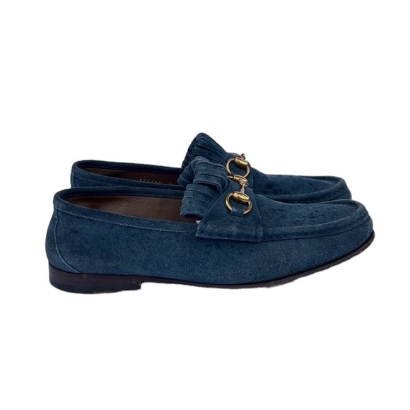 Gucci Other - Gucci Blue Suede Horsebit Men’s Loafers 353014